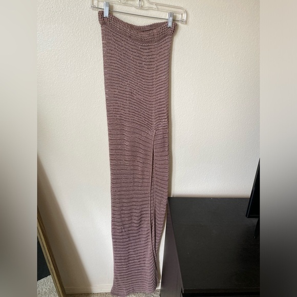 MIMII London Women’s Crochet Knit Skirt Slit Brown Size XS Vacation - Picture 4 of 8